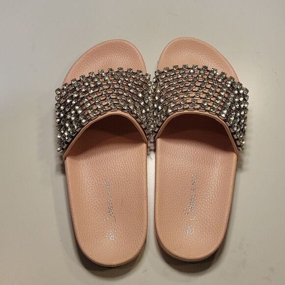 BRAND NEW HERSTYLE CHEERFUL RHINESTONES EMBELLISHMENTS SLIDES SANDAL - Picture 10 of 16